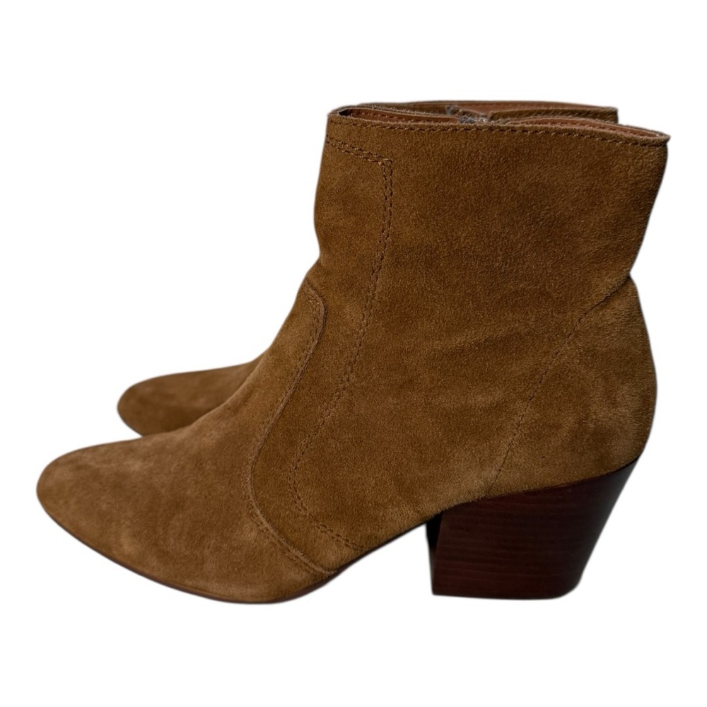 CHELSEA & VIOLET Jane Suede Leather Block Heel Ankle Boots Tan Size 8.5 Western